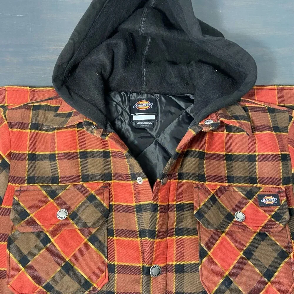 Dickies Hooded Quilted Flannel Plaid Jacket – Youth L (Fits Adult S) – NWT